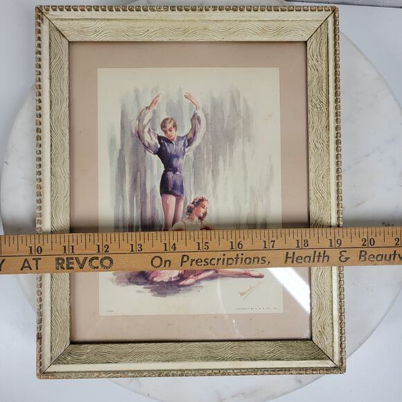 VTG Marchaude Ballet Dancer Ballerina Watercolor White Wood Framed Art Print - Picture 14 of 16